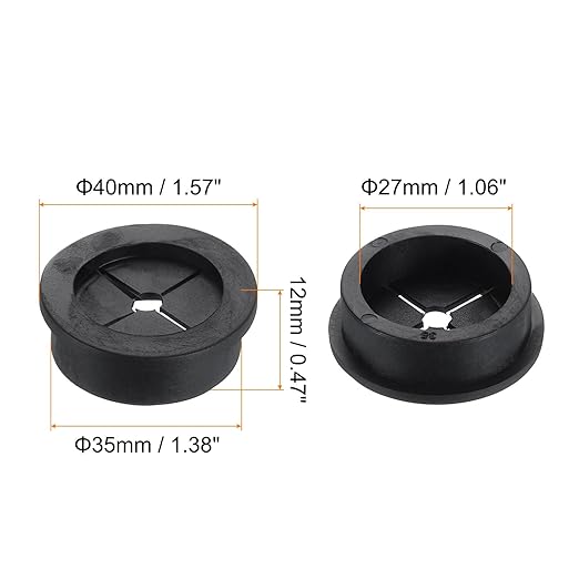 uxcell Cable Cord Grommet, 1 3/8" Inch (35mm) Desk Grommet Flexible Rubber Grommets Wire Hole Cover Pass Through for Office Computer Desk Wire Organizer, Black