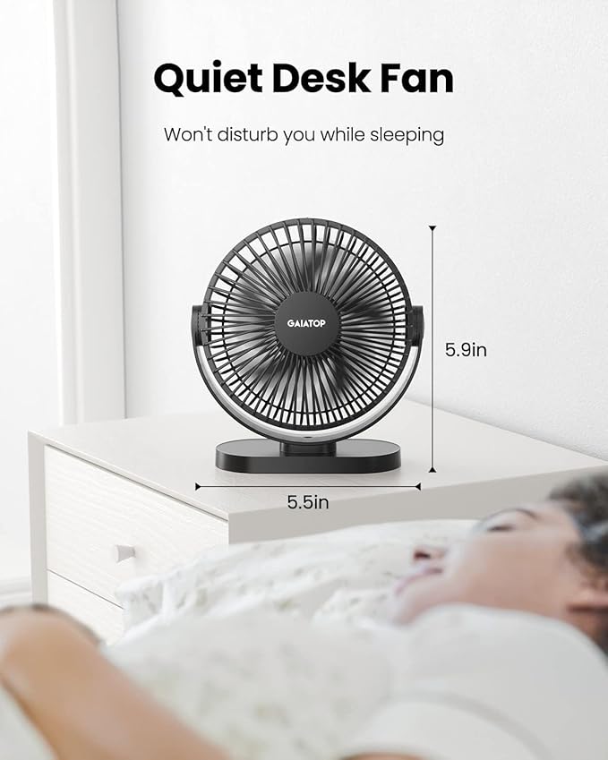 Gaiatop USB Desk Fan, 5.5 Inch Small Quiet Powerful 3 Speeds 90° Rotate, Personal Mini Portable Desktop Table Fans, Cooling for Home Office Car Travel Indoor Outdoor Pink (Pack of 2)