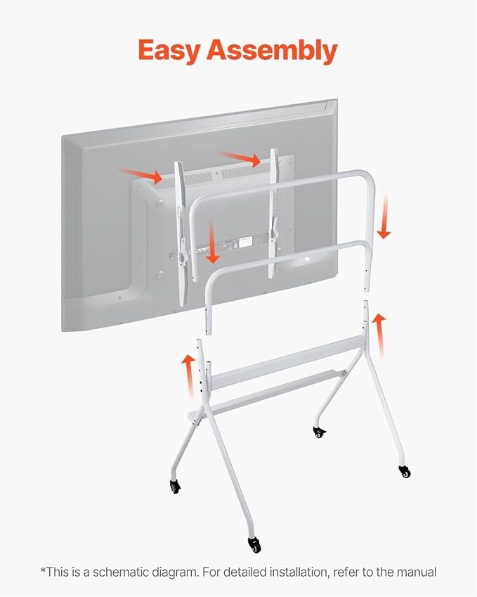 Rolling TV Stand with Wheels for 35-100 Inch TVs, Mobile TV Cart - Portable Monitor Stand, Max 198lbs, VESA 800x600mm
