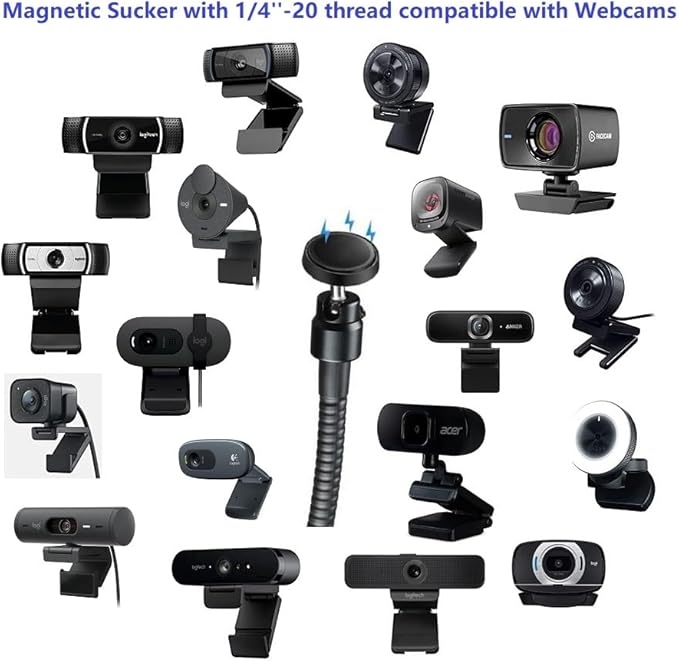 AceTaken Brio 101 Webcam Stand, Magnetic Webcam Clamp Mount Holder Compatible with Logitech Brio 101 100/Brio 301 300/Brio 501 500/Brio 4K/C270/C310 webcams