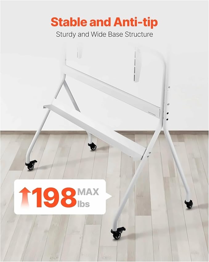 Rolling TV Stand with Wheels for 35-100 Inch TVs, Mobile TV Cart - Portable Monitor Stand, Max 198lbs, VESA 800x600mm