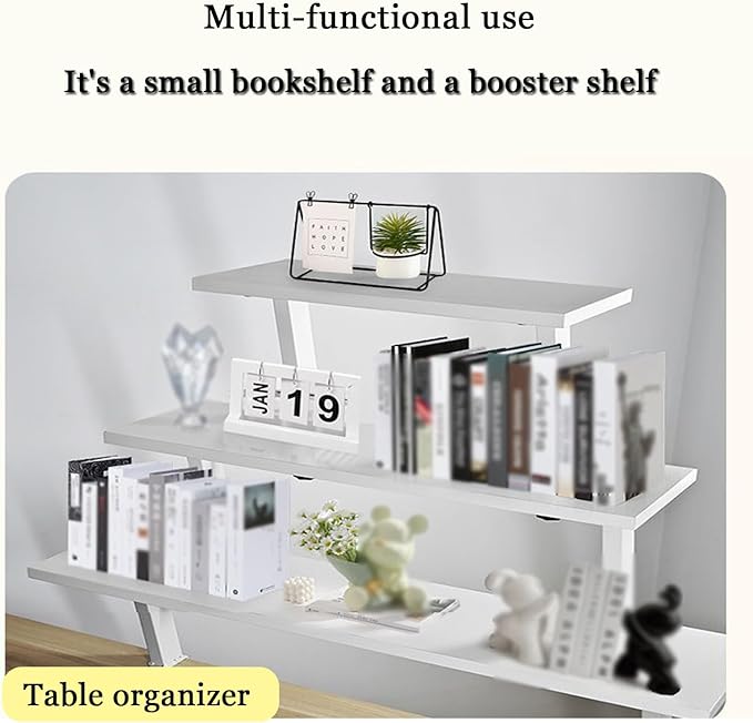 24x7.8 in Clamp on Desk Shelf, Adjustable Floating Desks Shelf Space Saving Desktop Extender Storage Organizer for Office, Dorm, Home Desk Organization, White