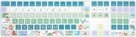 Keyboard Cover Skin for 2021 New Apple iMac Magic Keyboard (Model: A2520) with Numeric Keypad and Touch ID, Cute Printing Silicone Keyboard Protector, Flamingo