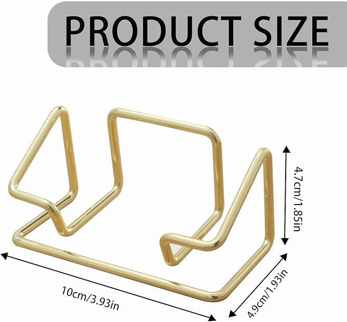 2 Pack Business Card Holder Desk，Metal Business Card Holder Display,Business Card Display Stand,for Office Home Desktop (Gold)
