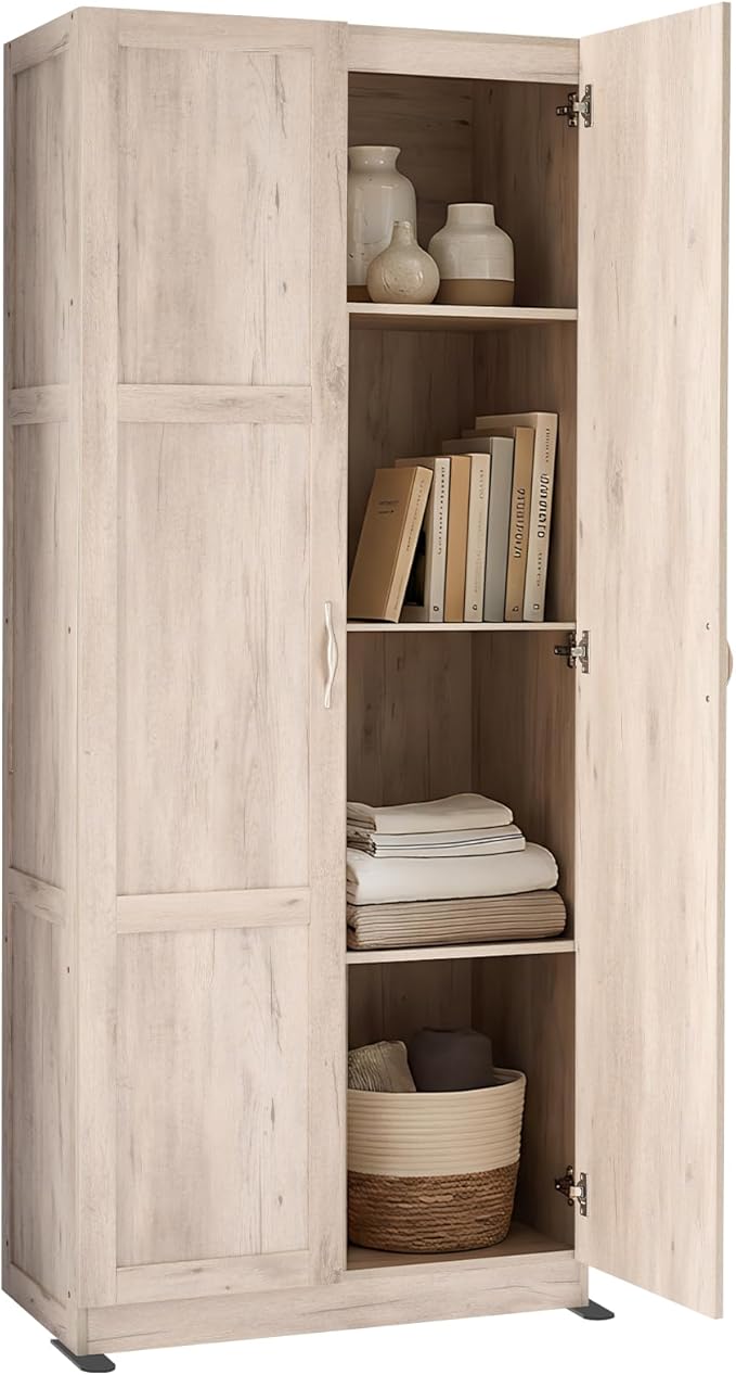 DUMOS Office Storage Cabinet, Large Capacity Organizer, Wooden Bedroom Storage Unit for CD, Blankets and Books, Suitable for Living Rooms, Office and Study Rooms, Wood