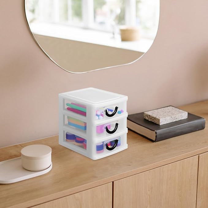 SEWACC Mini Plastic Drawers Organizer Clear Desktop Storage Drawers Containers for Home Office