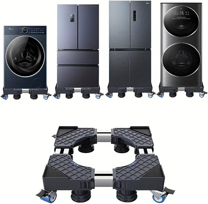 BeNisin Heavy-Duty Appliance Stand, 1200LBS Universal Washer Dryer Pedestal Stand with Locking Wheels, Adjustable Refrigerator adjustable size (16“-26”) Stand for Mini Fridge, Moving Dolly for Washing Machine