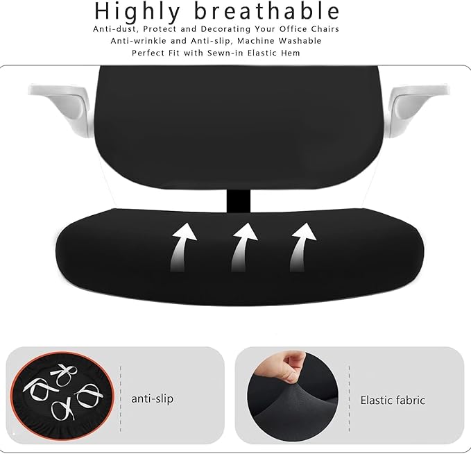 Office Chair Covers - 2 Piece Protective Stretchable Chair Seatcovers Stretch Chair Slipcover, Removable Washable Universal Armchair Cover Slipcover Chair Seat Cover Protector Cover