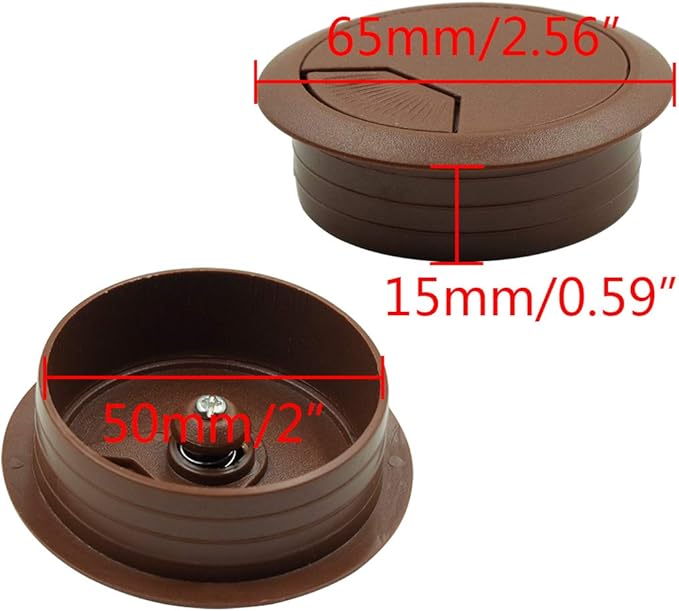 Biaungdo Desk Grommet Plastic Wire Cable Organizer 2" x 2" Brown (5 Pack)