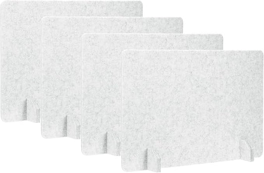 PATIKIL Desk Dividers 24" x 16", 4 Pack Desk Privacy Panel Freestanding Noise Reducing Partition Acoustic Panel with 4Pcs Support Feet for Testing Office Home Library, Light Gray Style C