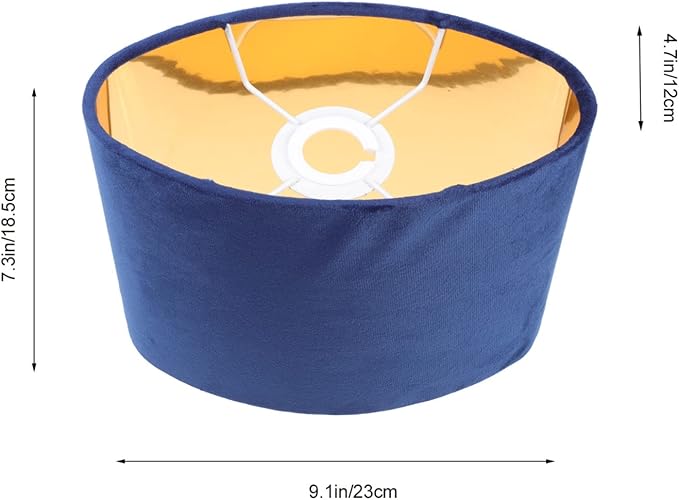 KALLORY Oval Lampshade 9X7X5 Inch Velvet Fabric with Gold Interior Clip-on Lamp Cover for Table Floor Wall Lamps Multipurpose Light Shade