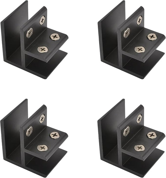 INCREWAY Glass Clamp, 4Pcs Adjustable 90 Degrees Glass Clips Aluminum Alloy Glass Shelf Support Bracket, Glass Holder Connector for 14-16mm Thick Glass, Black