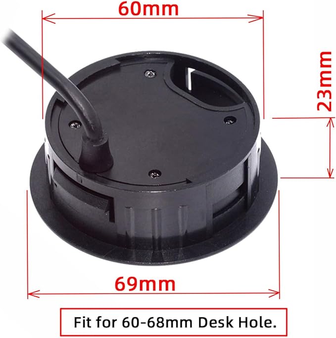 NFHK USB 3.0 Hub Sound Card USB-C 2 Port USB 60mm Desk Grommet Splitter Dock Station Headphone Mic Audio Interface for Desktop PC Desk