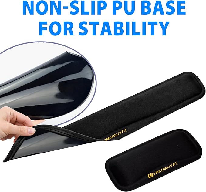 Cyberguys! Ergonomic Keyboard Wrist Rest and Mouse Pad Set, Silicone Gel Wrist Support with Non-Slip PU Base, Soft Lycra Desk Accessories for Office, Gaming & Laptop