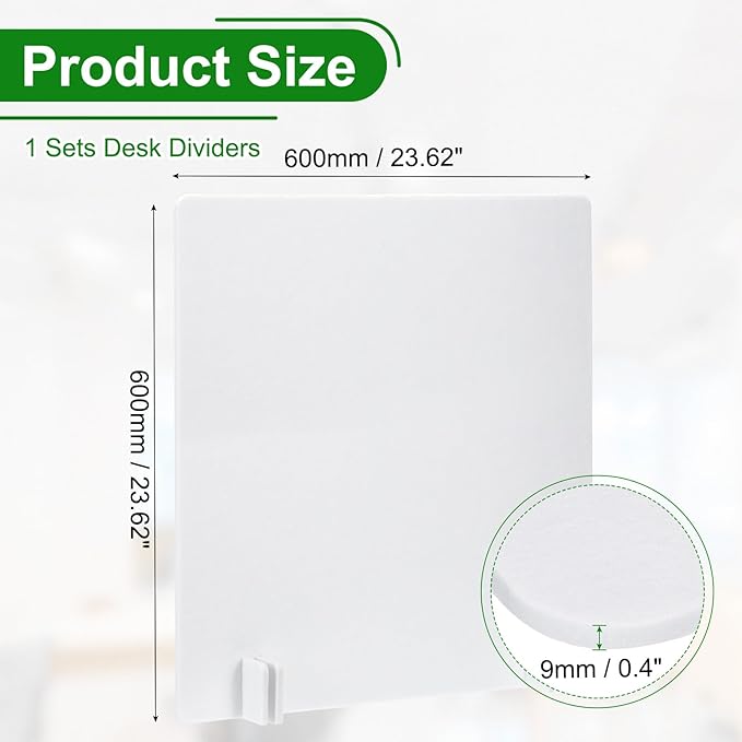 PATIKIL Desk Dividers 24" x 24", 1 Pack Desk Privacy Panel Freestanding Noise Reducing Partition Acoustic Panel with 4Pcs Support Feet for Testing Office Home Library, Pure White Style B