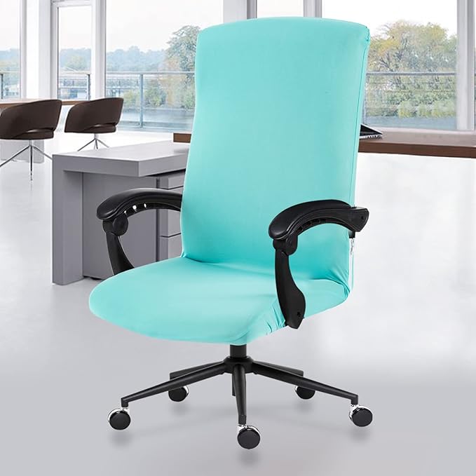 Water Resistant Stretch Computer Office Chair Cover with Durable Zipper - Universal Washable Removable Spandex Rotating Boss Chair Slipcovers - Anti-dust Desk Chair Seat Protector for Dogs, Cats, Pets