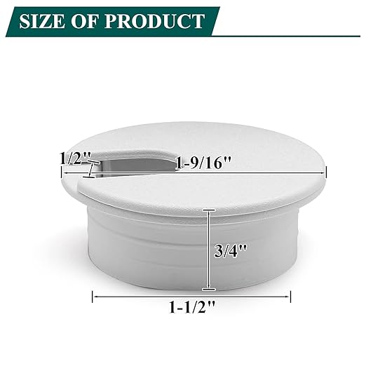 Litoexpe White Desk Cord Grommets 1-1/2 Inch, Plastic Grommet Cable Hole Cover for Office Equipment, Computer Desk Wires - 2 Pieces