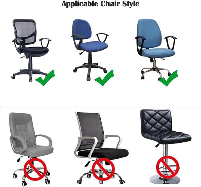 Office Chair Covers - 2 Piece Protective Stretchable Chair Seatcovers Stretch Chair Slipcover, Removable Washable Universal Armchair Cover Slipcover Chair Seat Cover Protector Cover