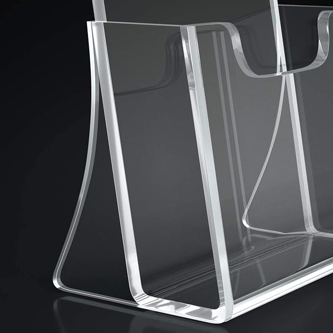 HIIMIEI Brochure Holder 8.5 x 5.5 inches, Acrylic Flyer Holder with 2 Pack, Plastic Stands for Displaying Magazines, Pamphlets, Literature, Brochures, Booklets, Menu