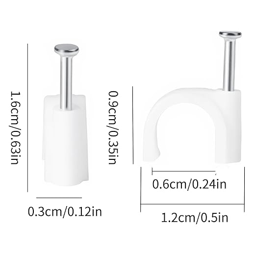 Cable Clips，120Pcs 10mm Cable Staples .Wire Wall Clips with Cable Nails .Cable Clips White，RG6 RG59 CAT5 CAT6 RJ45