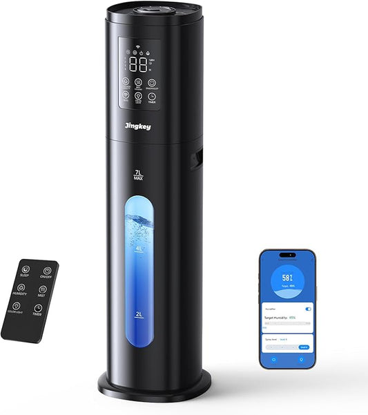 Humidifiers for Bedroom Large Room with Smart App & Remote Control, 7L/1.85Gal Large Humidifier, 4 Mist Levels Room Humidifiers for Home Crow