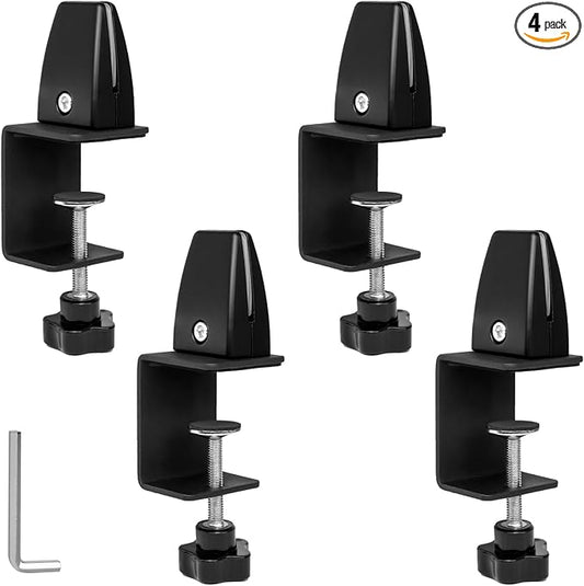4-Pack Sneeze Guard Clamps for 1/8"" to 1"" Thick Panels, Adjustable Desk Partition Clips, Easy-to-Install Desk Privacy Panel Clips, Ideal for Office and Home Use, Black, 8HY-I0K-JXP340