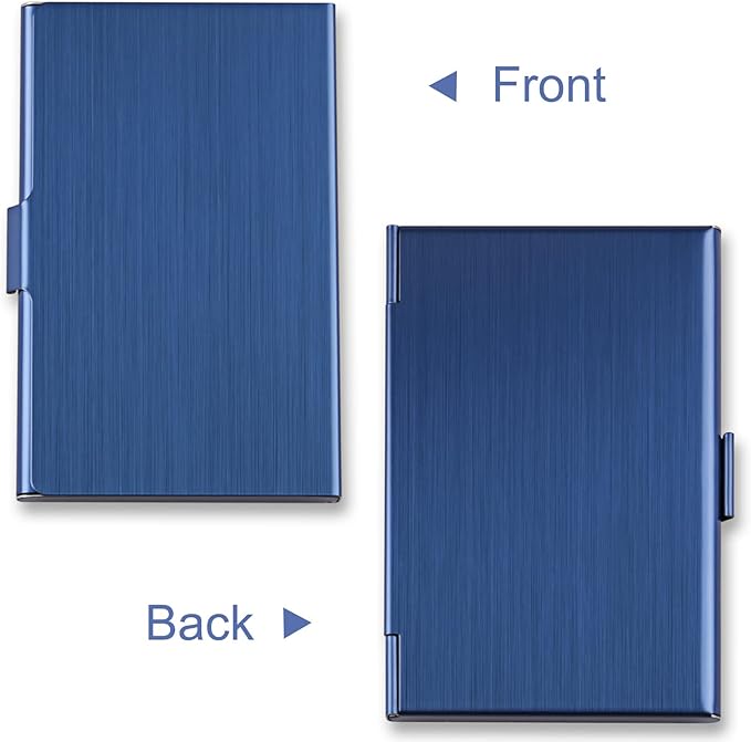 Business Card Holder, Slim Business Card Case for Men & Women, Pocket Metal Card Case, Professional Stainless Steel Business Card Holders, Purse Name Card Holder, Buckle Style Shut, Blue