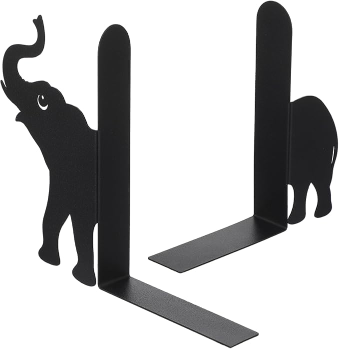 Geelin Elephant Metal Bookends Set of 2 Styles Book Ends for Shelves Bookshelf Home Office Desk Bookshelf Decor Gift for Elephant Lovers and Reading Enthusiasts