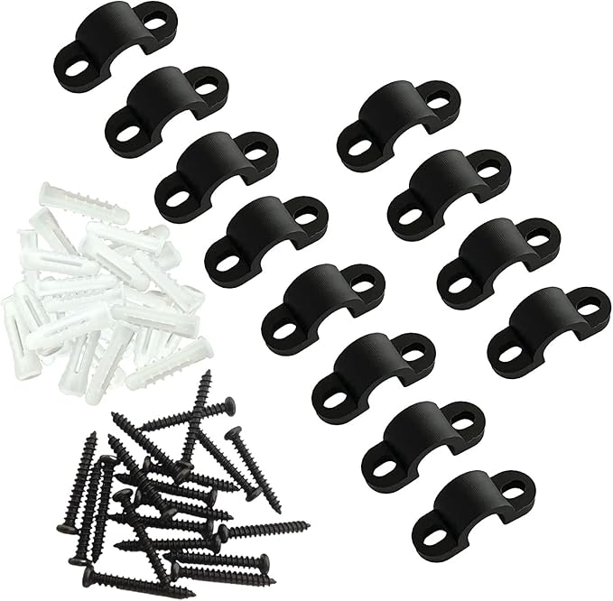 Wire Shelf Loop Clips 12Pcs Small Shelf Clips with Screws Expansion Tubes for Wire Shelving – Black