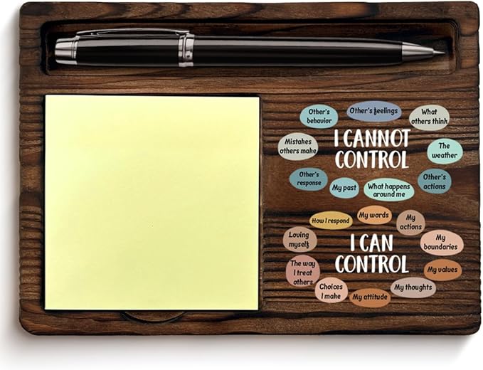 Motivational Mental Health I Can Control I Cannot Control Sticky Note Holder Inspirational Therapy Gifts Post It Note Dispenser for Therapy Office Desk Decor