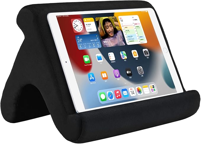 SAMHOUSING Tablet Pillow Stand - 3 Viewing Angles, Compatible with Tablets, Phones & iPad Pro 9.7, 10.5, 12.9 Air Mini 4, Kindle, E-Reader & Books (Black)