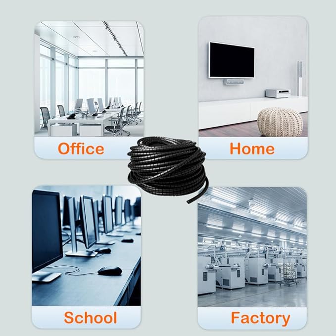 Spiral Cable Wrap - 20 Ft 1/2" Spiral Wire Wrap Cord Covers Bundle Sleeve Hose for Computer Electrical Wire Organizer-White (1/2 Inch-20Ft)