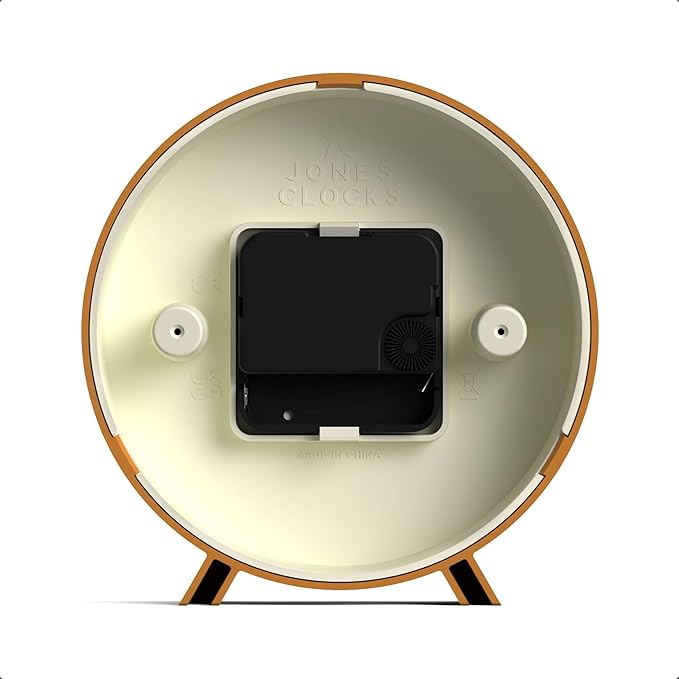 JONES CLOCKS® Venus Desk Clock | Modern Round Design | Mustard Yellow | Stylish Retro Look for Shelf, Table, Mantel or Bedside