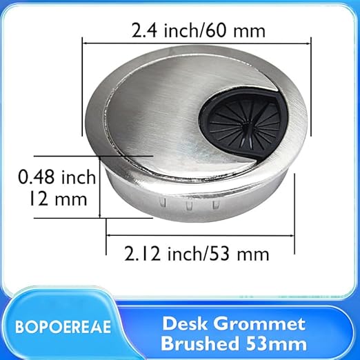 Desk Grommet 2-1/16" (53 mm), Desk Cord Hole Cover, Cable Grommet Metal Zinc Alloy Materilal, Desk Hole Grommet for Office and Home Table Cable, Detachable Cable Cord Organizer-Brushed Silver