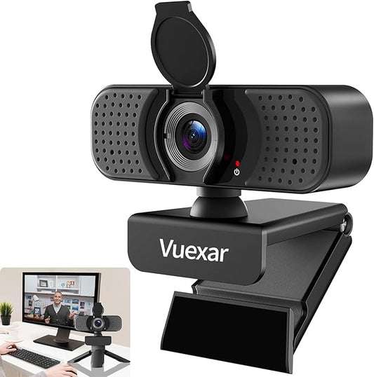 2K Webcam with Microphone, Web Camera withTripod, Dual Mics, Plug & Play Computer Camera for Online Calling, Cameras for Desktop PC or Laptop Zoom/Teams/Facetime