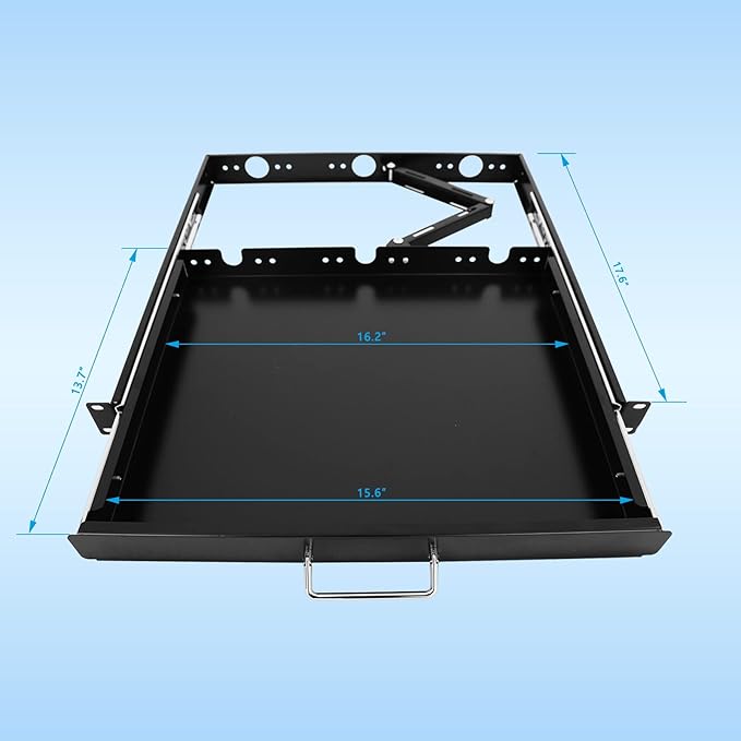 RAISING ELECTRONICS 1U Rack Mount Sliding Keyboard Tray Cantilever for Server Data Network Rack