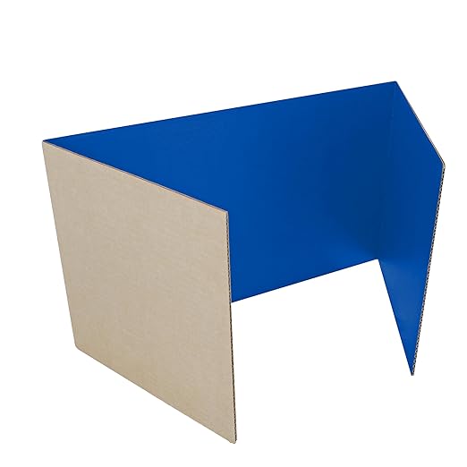 Flipside Products 18”x 48” Blue Study Carrel, Privacy Boards, Student Privacy and Focus Booth for The Classroom, Desk Divider Cubby for Tests, Made in USA - 12 Pack