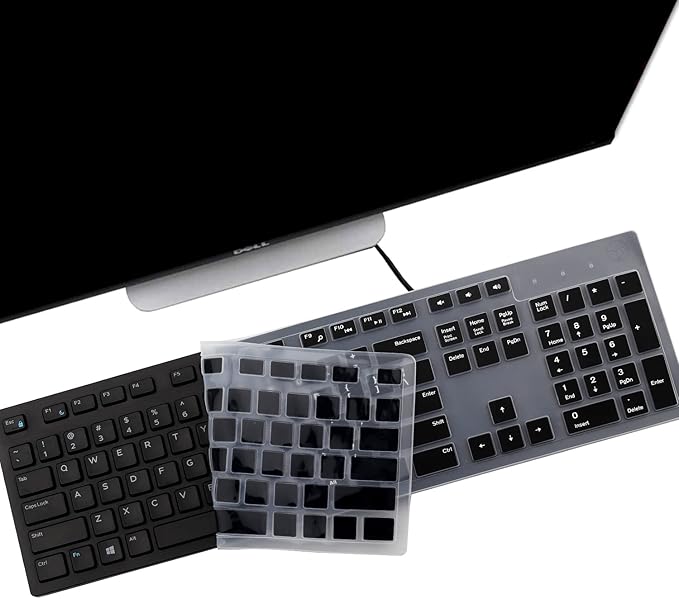 i-Tensodo 2PCS Keyboard Cover for Dell KB216 KB216p KB216d KM636 Keyboard/Dell Optiplex 5250 3050 3240 5460 7450 7050 /Dell Inspiron AIO 3475 3670 3477 7700 Desktop Keyboard
