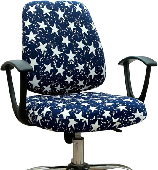 VIOKKO Office Chair Cover Stretchable Computer Desk Chair Seat Covers Anti-Dust Universal Split 2 Piece Rotating Swivel Chair Slipcover Protector (Star)