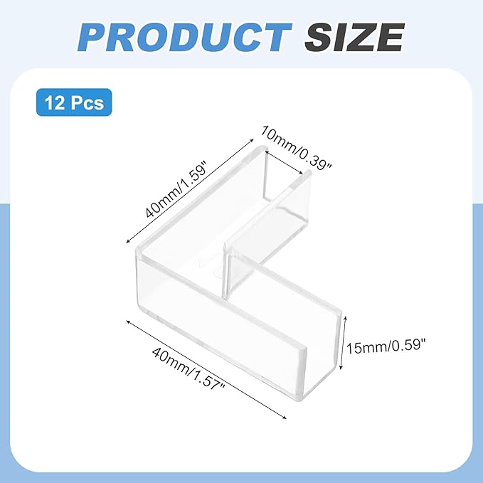 uxcell 24Pcs Plastic Glass Connector, Suitable for 10mm Thick l Shaped Glass to Glass Clamp, Fixing Bracket Rimless Clip Holder for Aquarium Fish Tank Display Shelves, Transparent