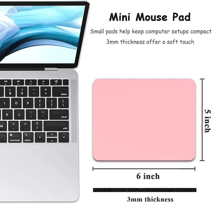 Dapesuom Small Mouse Pad, 5 x 6 Inch Thick Rubber Premium-Textured Non-Slip Portable & Washable Mini Mouse Mat for Women Men Wireless Laptops Keyboard Tray Gaming Computer Office Travel, Pink