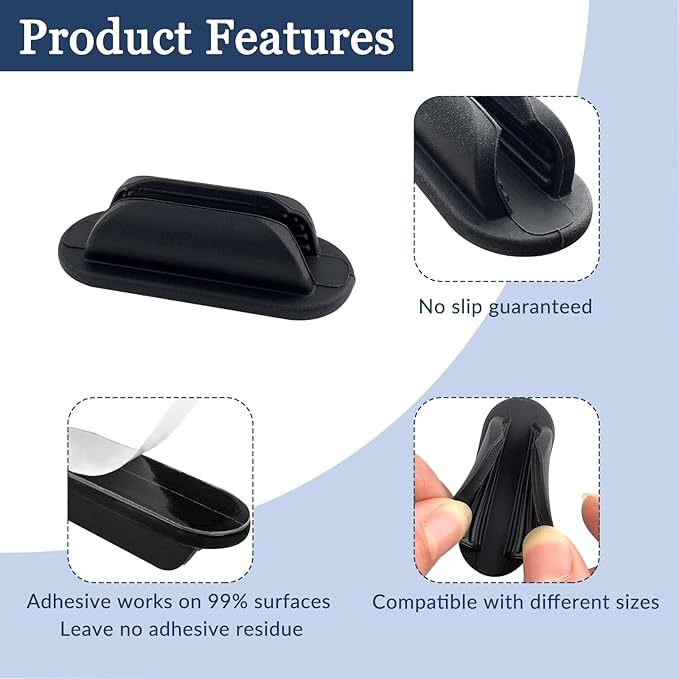 ZUFECY 15-Pack Rubber Pen Holder, Adhesive Silicone Pencil Holder for Desk and Wall, Pen Holder for Clipboard, Classroom Supplies for Desk Orgnazation