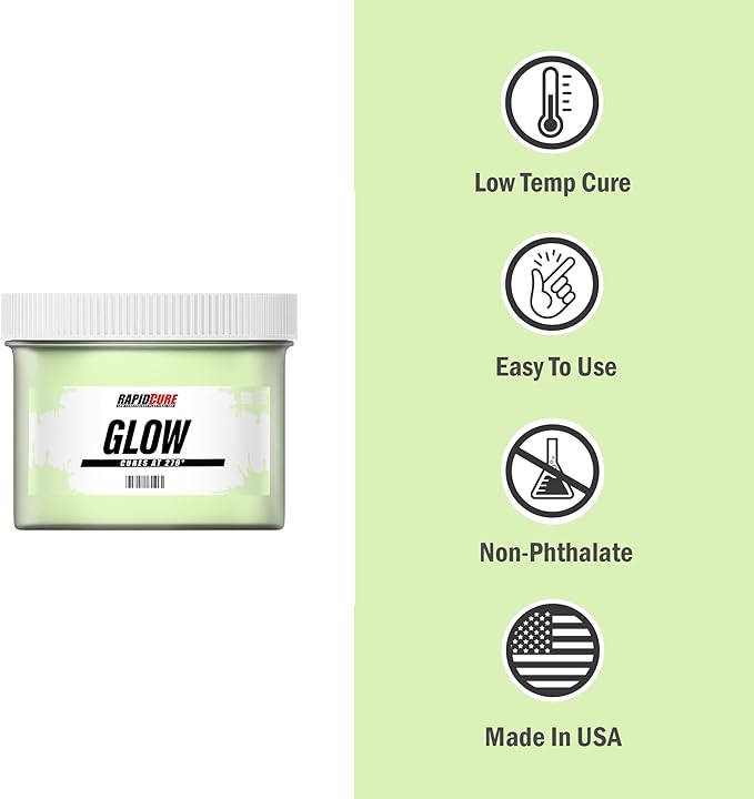 Rapid Cure® Screen Printing Ink Glow in The Dark (5 Gallon - 640oz) - Plastisol Ink for Screen Printing, Fast Curing Fabric Paint - Screen Print Direct®, USA Made