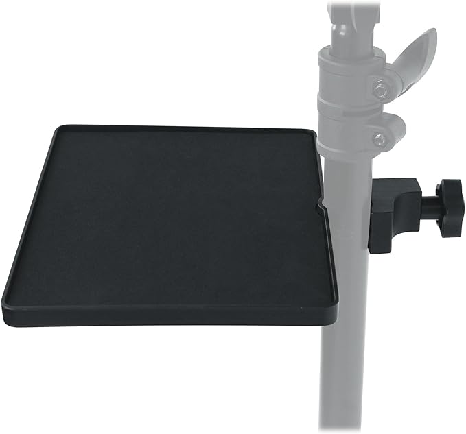 Rockville MTRAY Clamp-On Tray Utility Shelf, 9.7 x 7.3 Inches, 15lb Capacity, EVA Foam, Raised Lip, Quick Attach, for Musicians and Performers