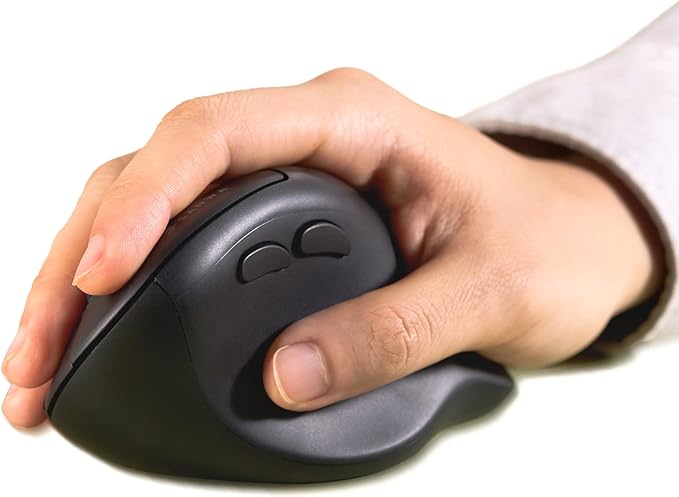 SANWA Multi Device Ergonomic Vertical Mouse, Silent Click, 5 Programmable Buttons, 2 Bluetooth 5.0 + 2.4G Wireless Ergo Mice for Medium Large Hands, Compatible with Windows, Mac OS, Laptop, PC, Black