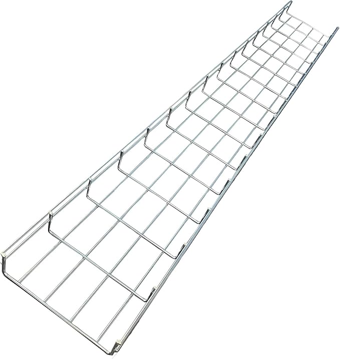 Kable Kontrol Cable Tray - 5 Feet Long x 8" W x 2” H - 250 Pcs Bulk Pack - Wire Mesh Tray Cable Management Rack Cords Organizer Cable Basket, Zinc Plated Steel NEC Approved for Network, Fiber Optic