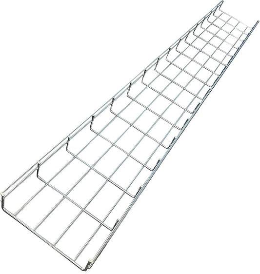 Kable Kontrol Cable Tray - 5 Feet Long x 8" W x 2” H - 250 Pcs Bulk Pack - Wire Mesh Tray Cable Management Rack Cords Organizer Cable Basket, Zinc Plated Steel NEC Approved for Network, Fiber Optic