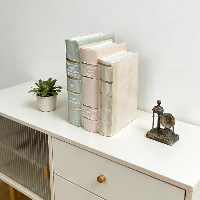 Decorative Bookends Coffee Table Books - Resin Fake Book Shelf Decor Home Decor Bookends Decorative Faux Book for Living Room Bedroom Bookshelf Office Gift 5.5 x 4.5 x 7.5 Inch DiliComing