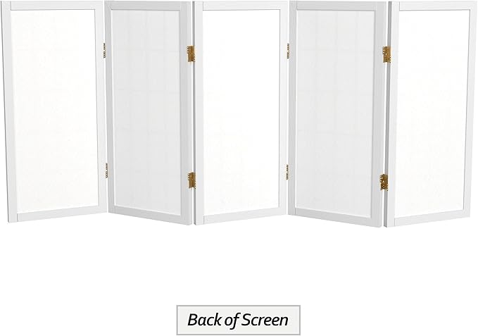 2 ft. Short Desktop Window Pane Shoji Screen - White - 5 Panels
