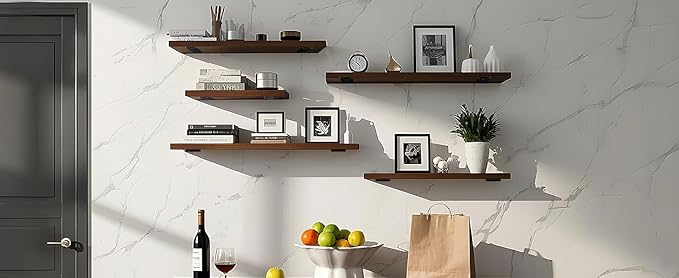 12 Pack - 12 inch Black Hidden L Shelf Bracket (1/5 Inch Thicked) Iron Floating Shelf Brackets Rustic Industrial Metal Brackets for Shelf Support